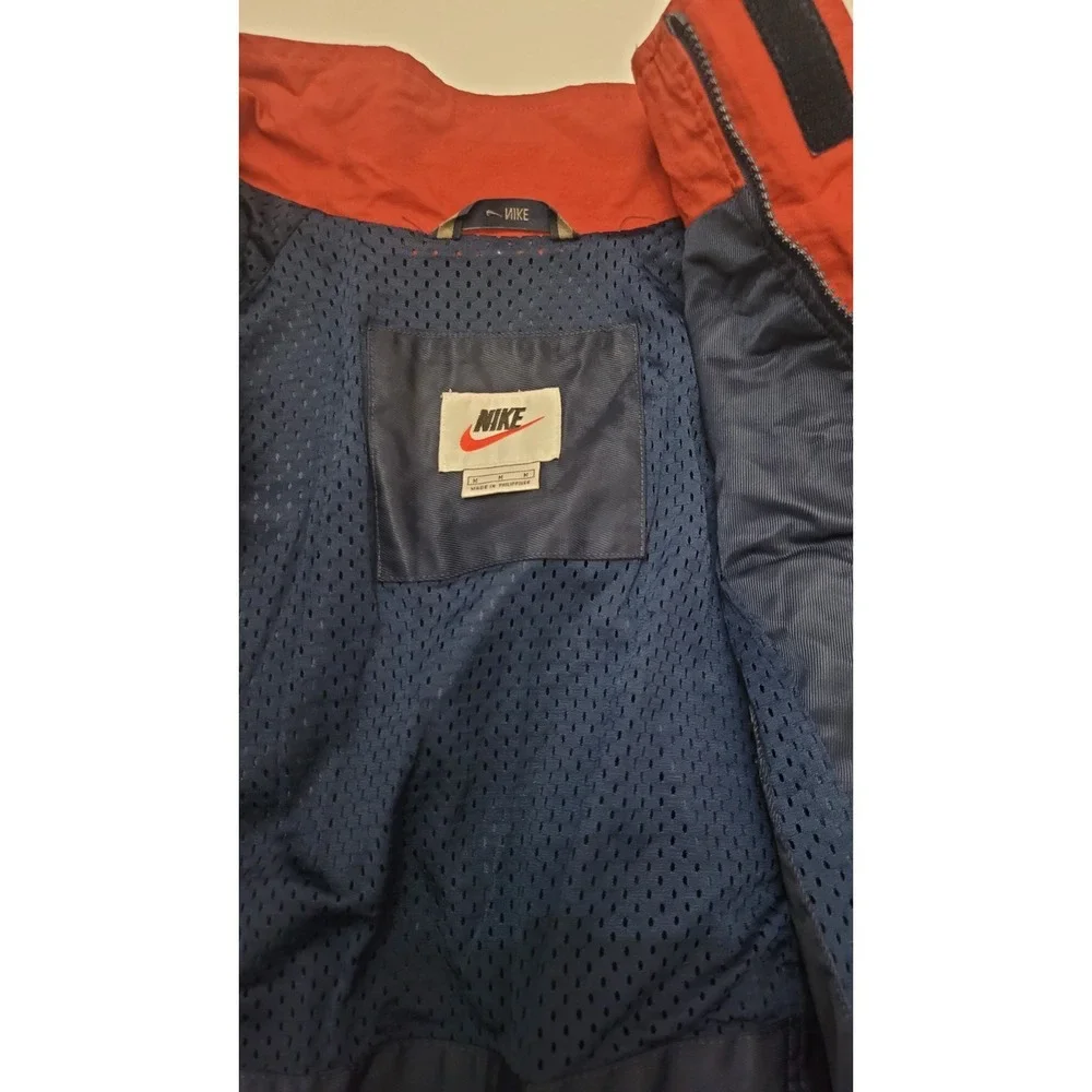 Vintage 90s Nike Full Zip‎ Windbreaker Jacket Red Blue Embroidered Logo Men M